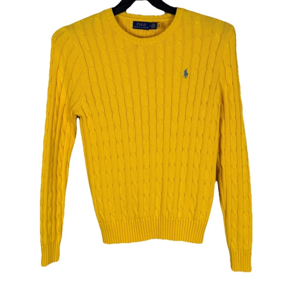 Polo by Ralph Lauren Yellow Cable Knit Crewneck Sweater